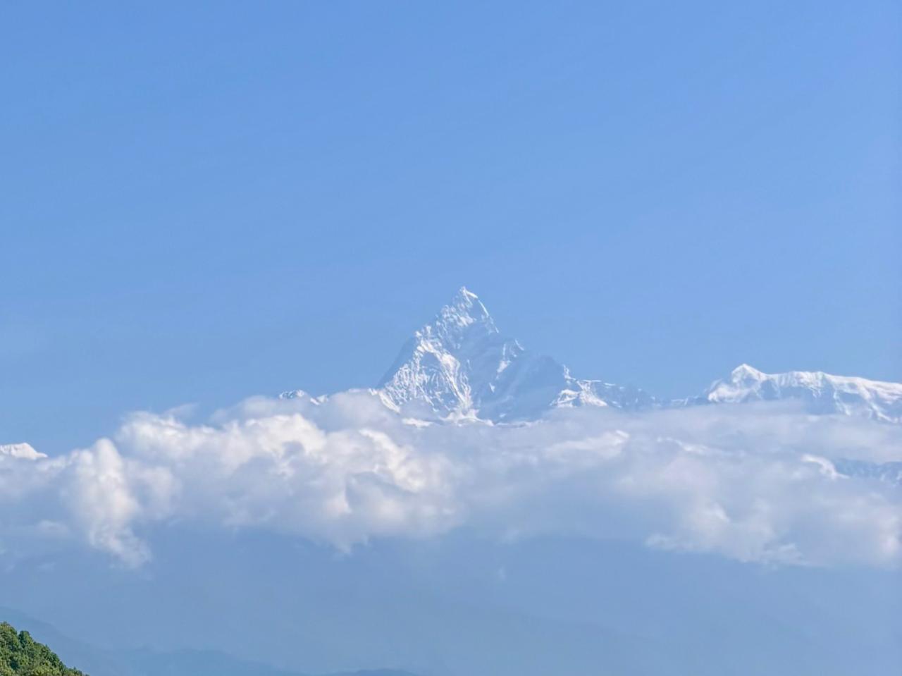 Himalayan mountain view from Unmani Yoga Retreat in Pokhara Nepal