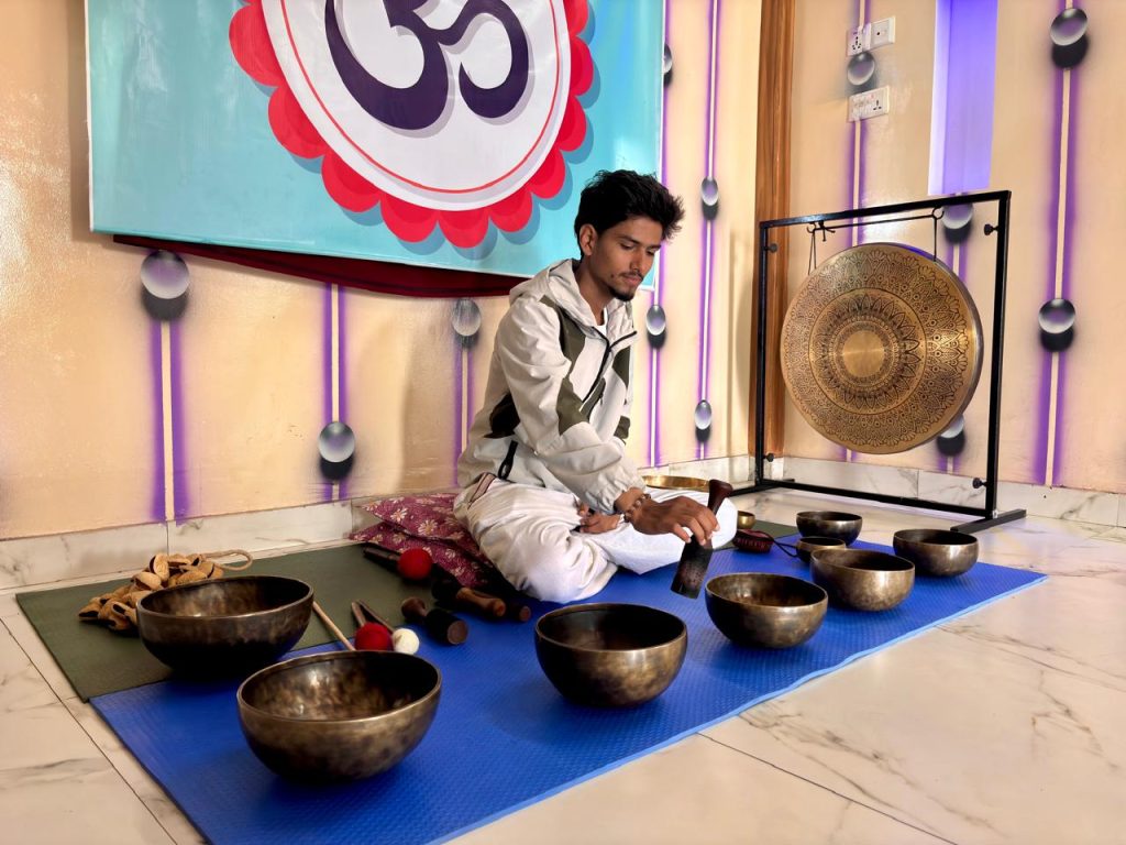 Group sound healing pokhara nepal at unmani yoga retreat