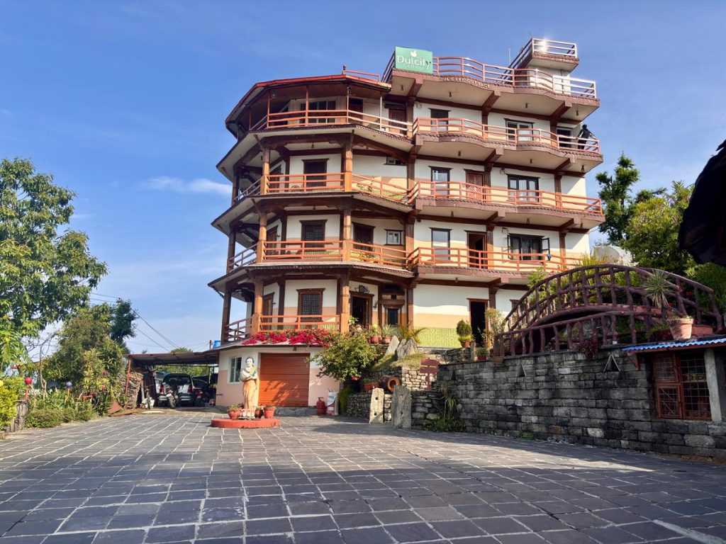 Yoga retreat in Pokhara Nepal at Unmani Yoga Retreat with Himalayan mountain views